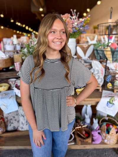Willa Black White Stripe Top