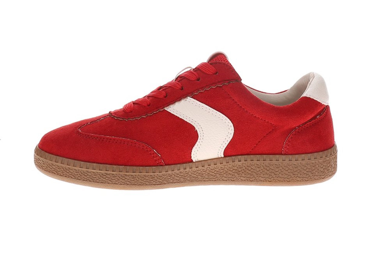 Corky’s Red Faux Suede Spoiler Alert Sneaker