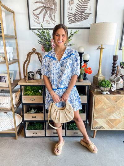 Umgee Blue Pattern Dress