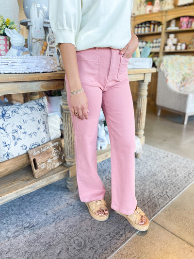 JBD Dusty Coral Patch Pocket Wide Leg Pant