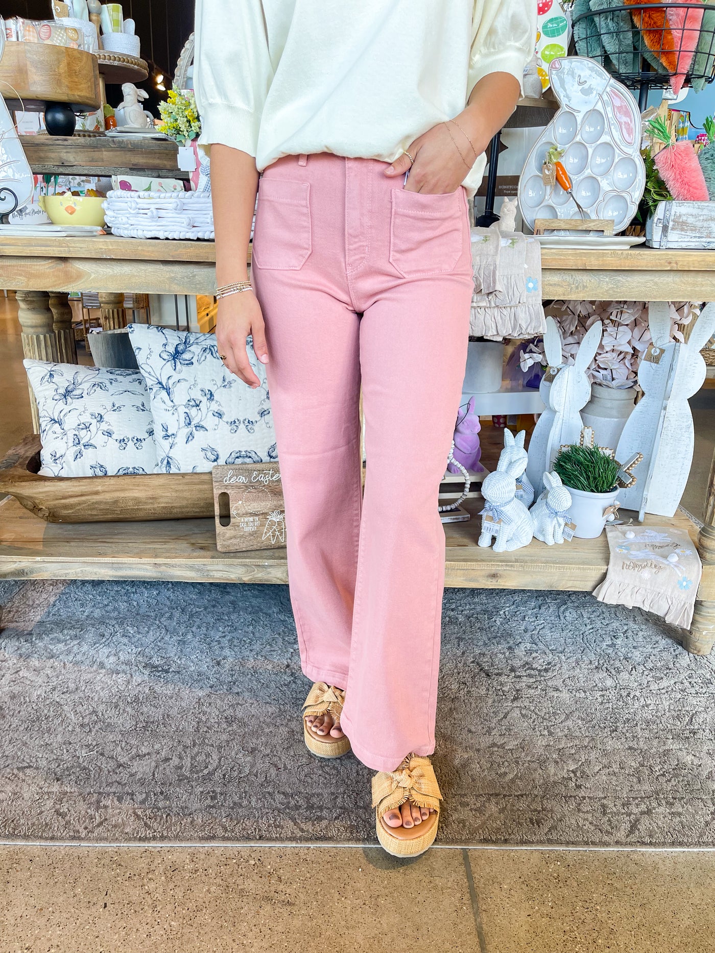 JBD Dusty Coral Patch Pocket Wide Leg Pant