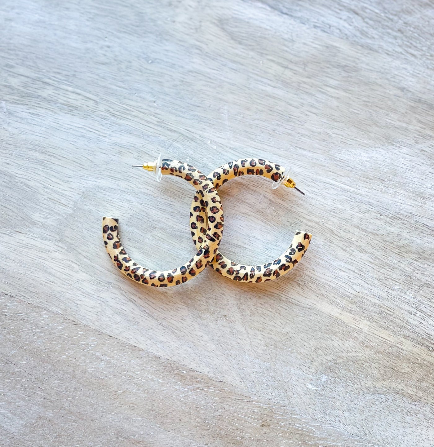 45mm Animal Print Wood Hoops