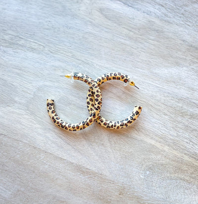 45mm Animal Print Wood Hoops