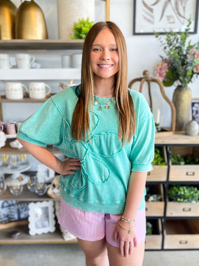 Easel Atlantis Green Daisy Patch Hoffman Top