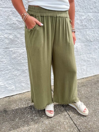 Umgee Olive Wide Leg Pant