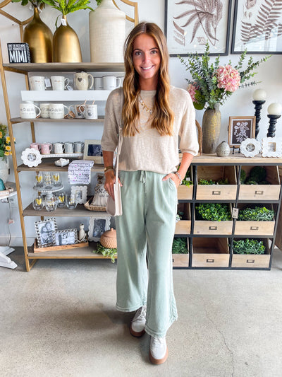 Vivien Easel Sage Mineral Wash Pant