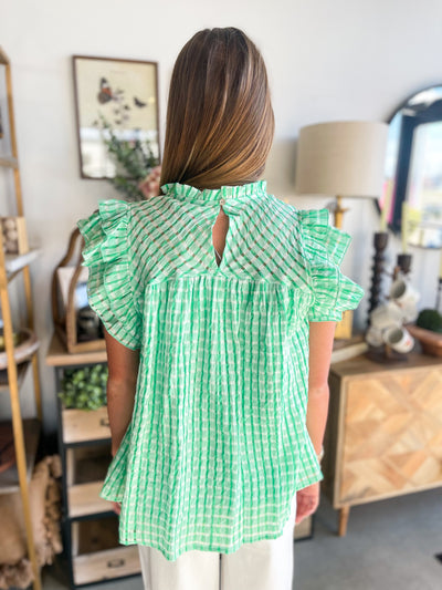 Green Seersucker Bambi Top