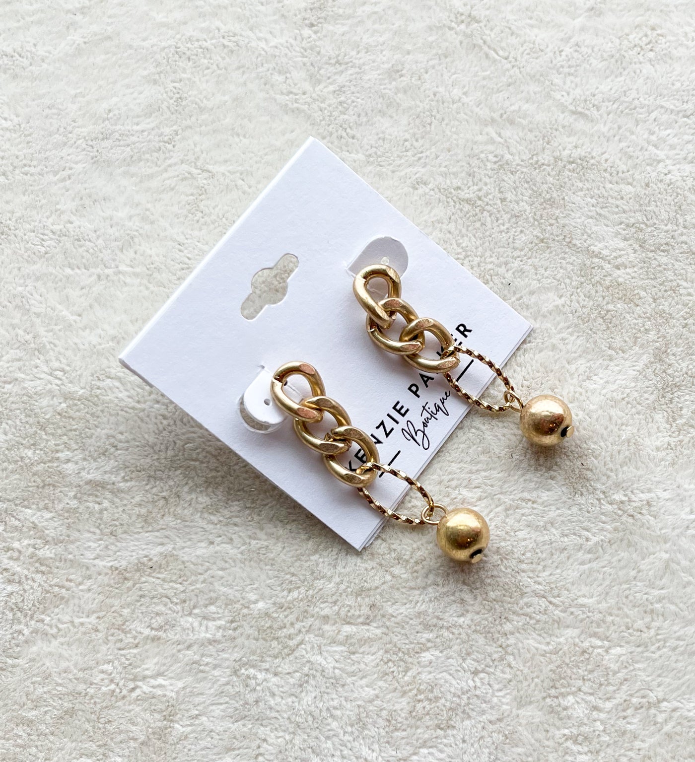 Libby Worn Gold Chain&Ball Brass Earrings