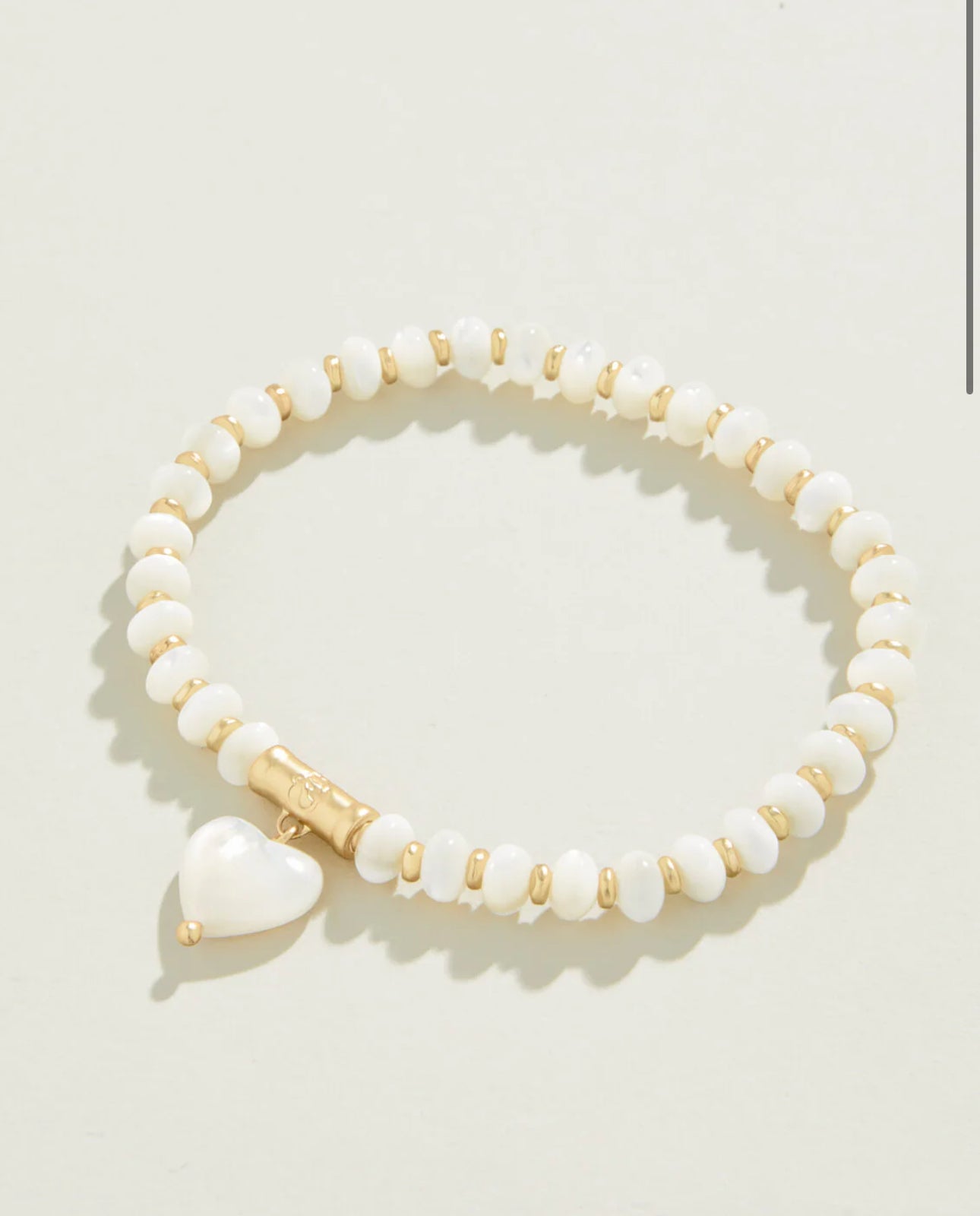 Spartina Stretch Bracelet 6mm Mother of Pearl Heart