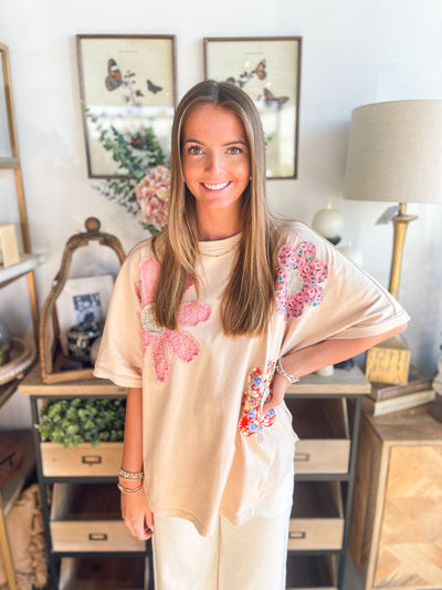 Natural Flower Patch Top