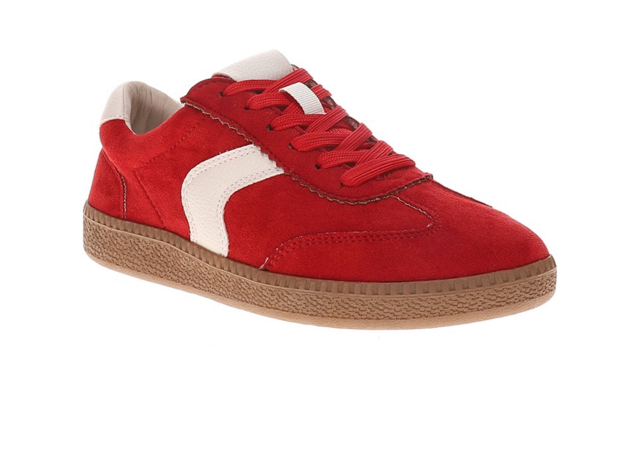 Corky’s Red Faux Suede Spoiler Alert Sneaker