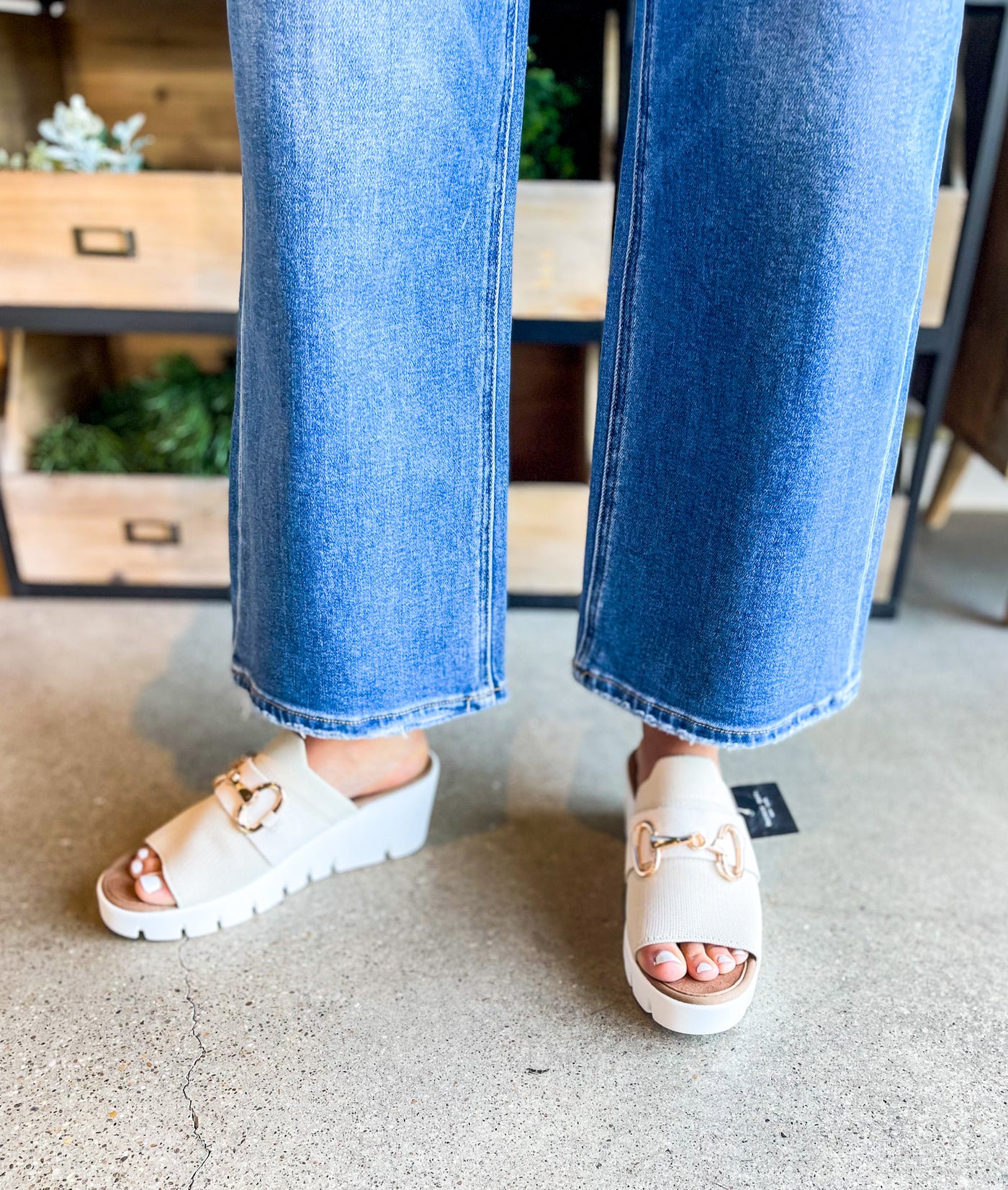 Bernie Mev Venti Buckle Wedge Sandal Nude