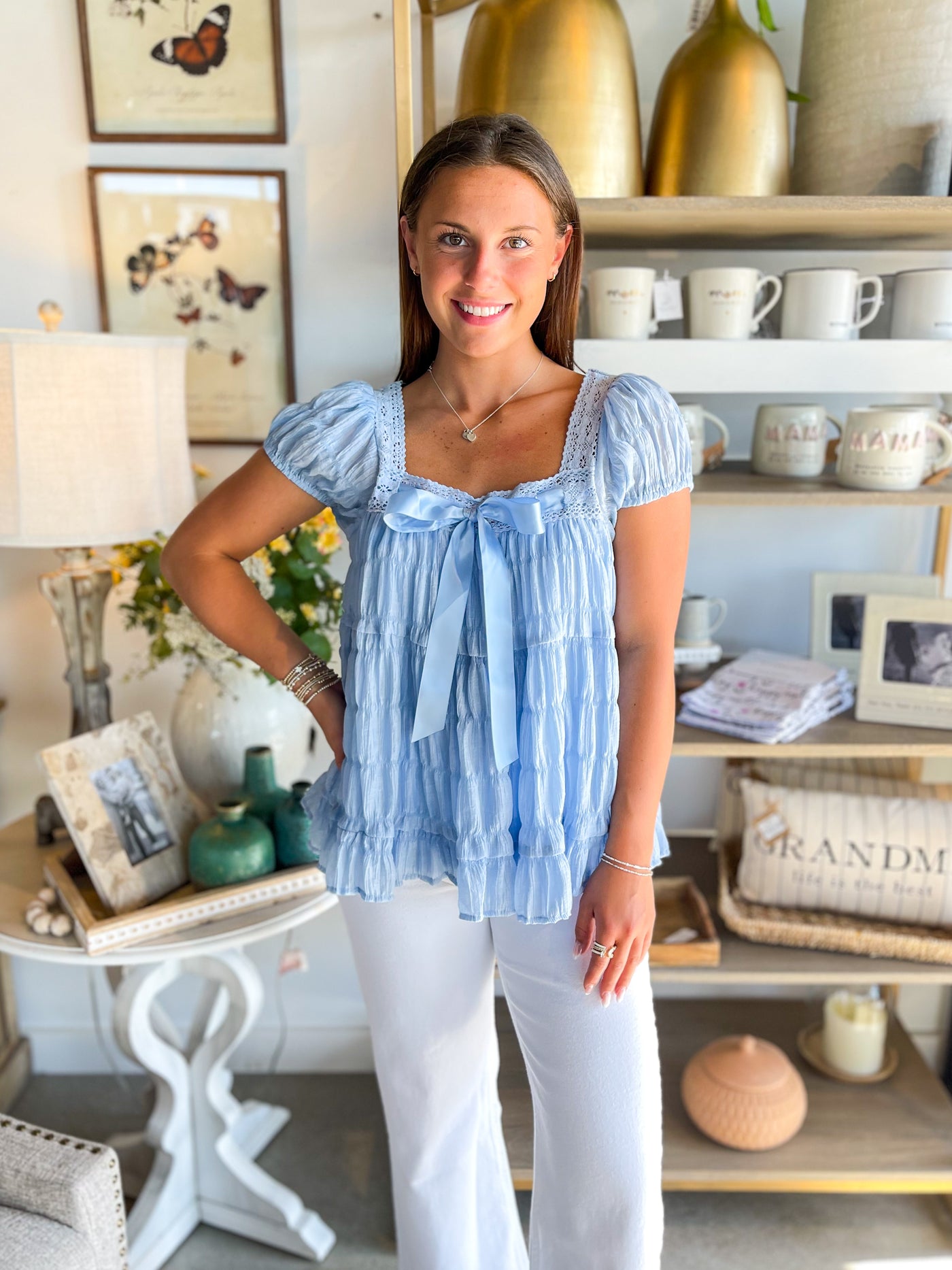 Amber Umgee Blue Bow Top