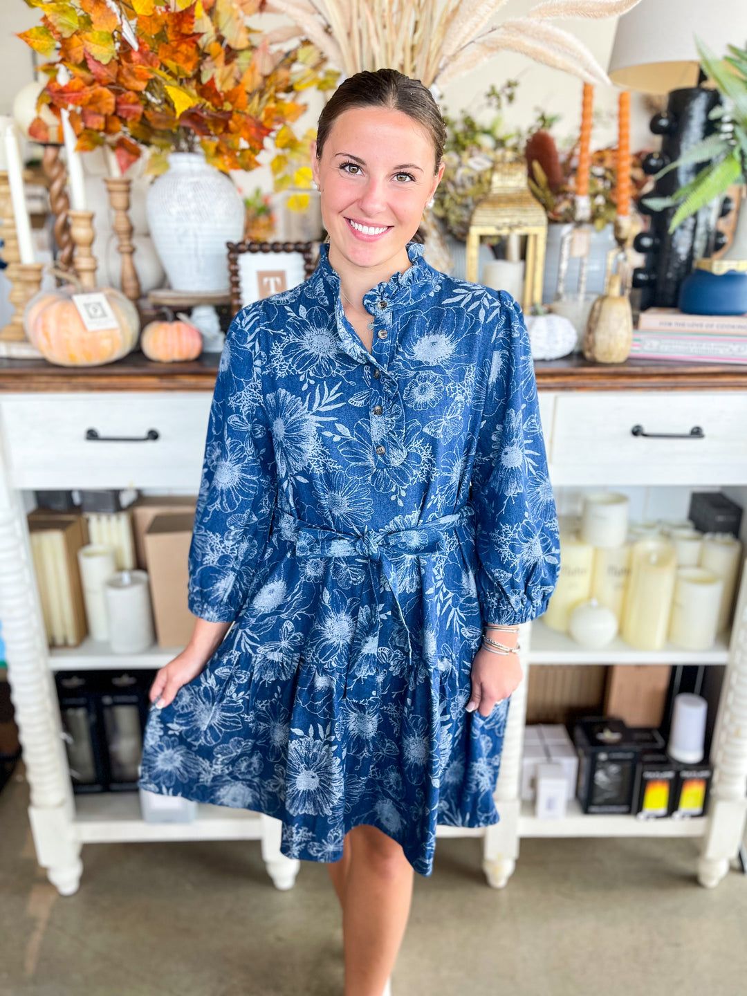 women's mini dress long sleeve LoveShackFancy - Rosamina Cotton White - Effortless denim May be worn with Color:Light Grey MadeFrom:Organic Cotton