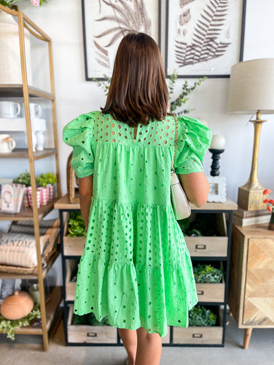 Apple Green Eyelet Dianna Dress