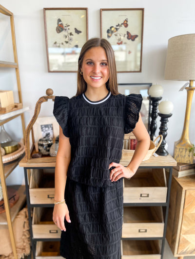 Voy Black Tulle Iris Top/Skirt Set