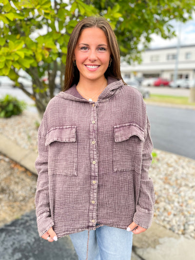 Easel Mocha Gauze Peri Top