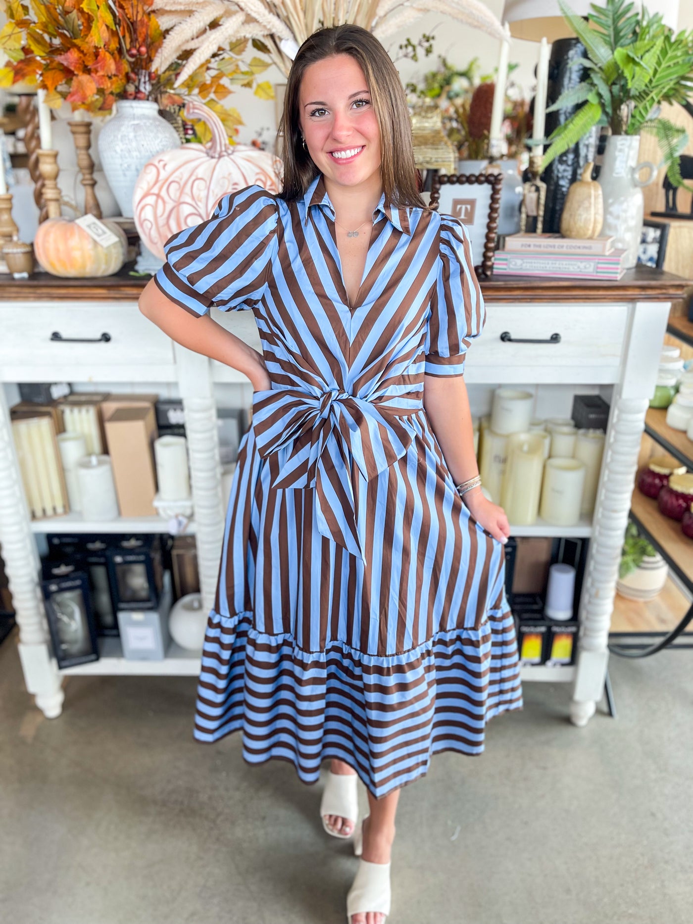 Entro Blue Brown Marissa Dress
