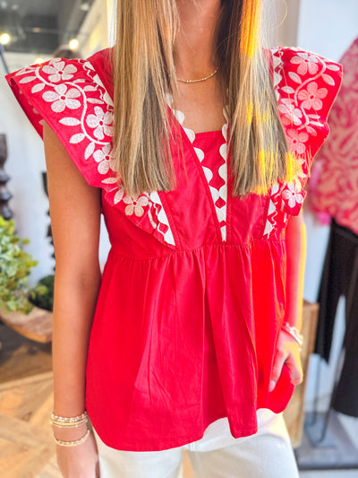 Umgee Red Danni Top