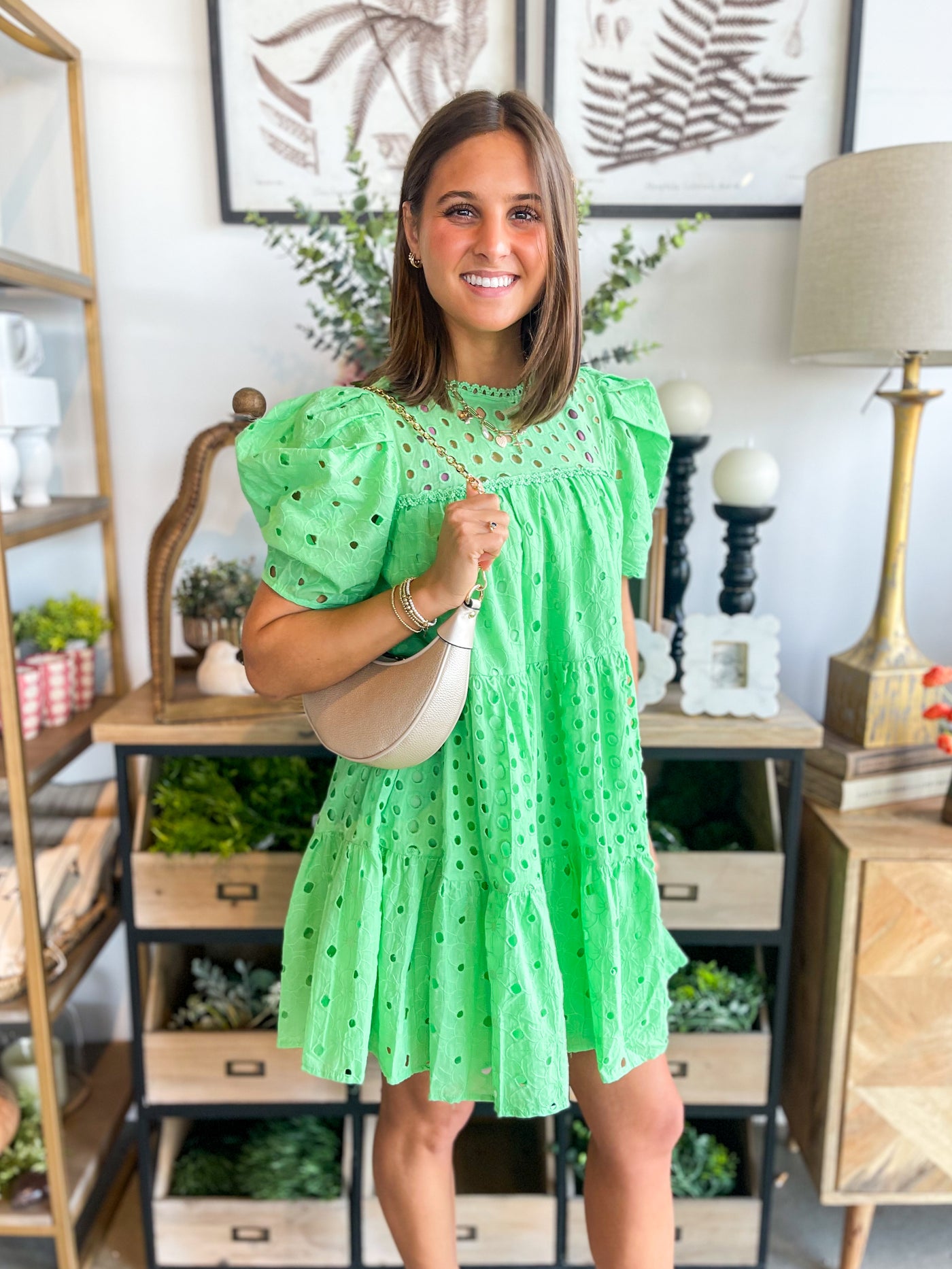 Apple Green Eyelet Dianna Dress