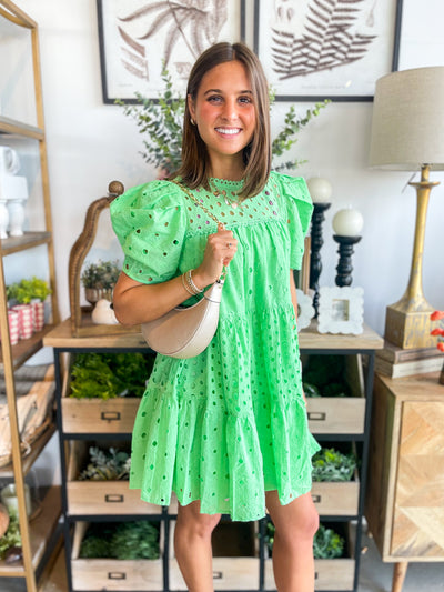 Apple Green Eyelet Dianna Dress
