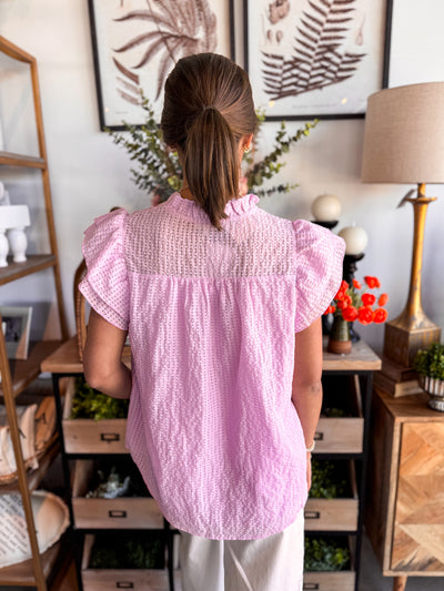Easel Lavender Wing Sleeve Top