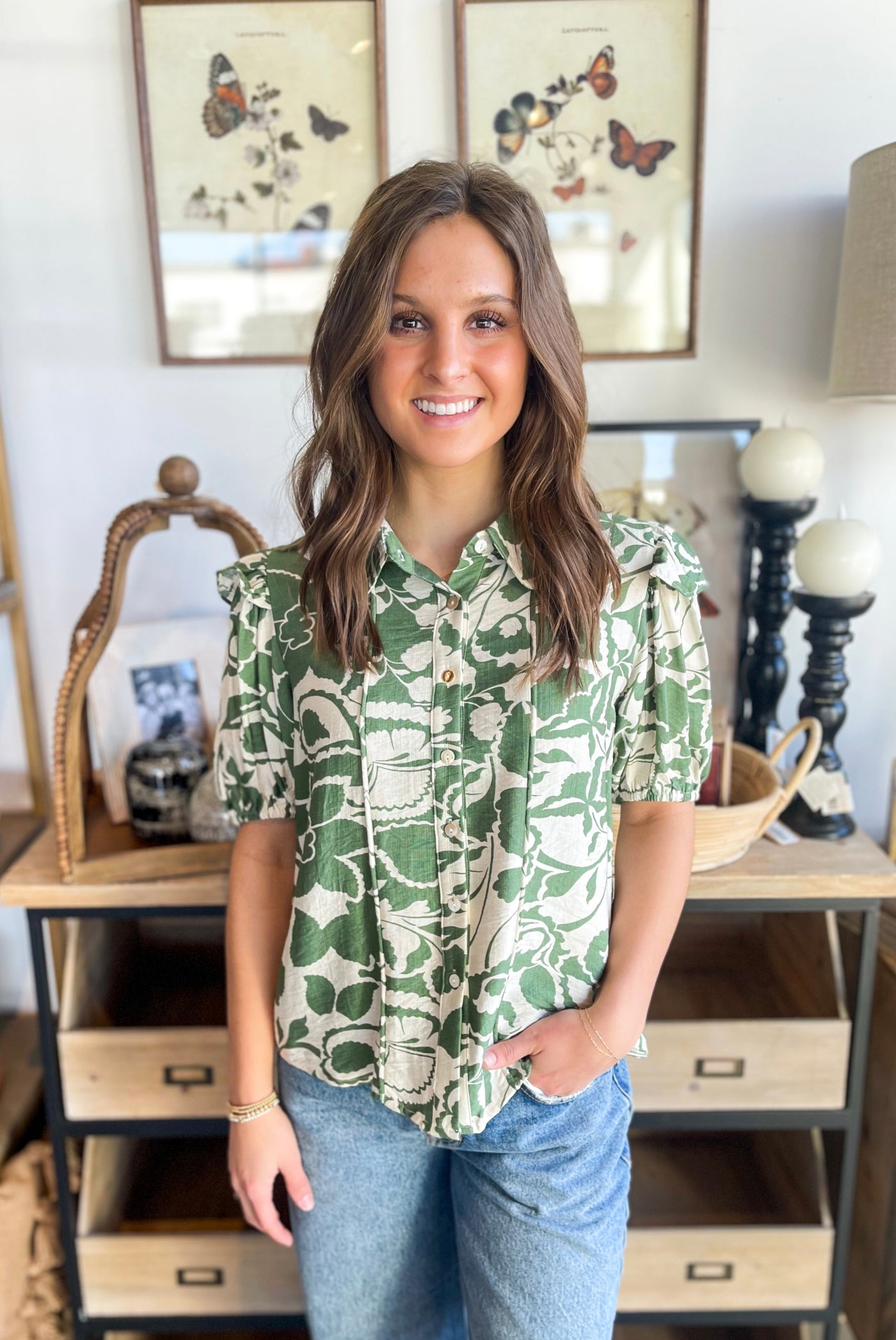 Green Chullah Printed Top