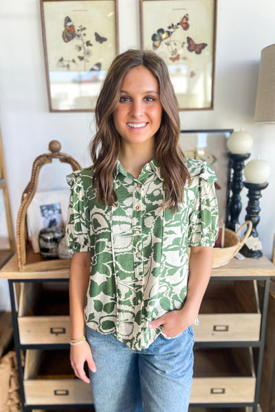 Green Chullah Printed Top