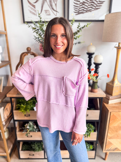 Lilac Thermal Knit Kareni Top