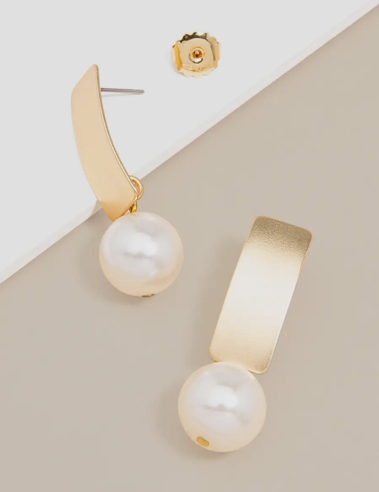 Metal Pearl Drop Earrings