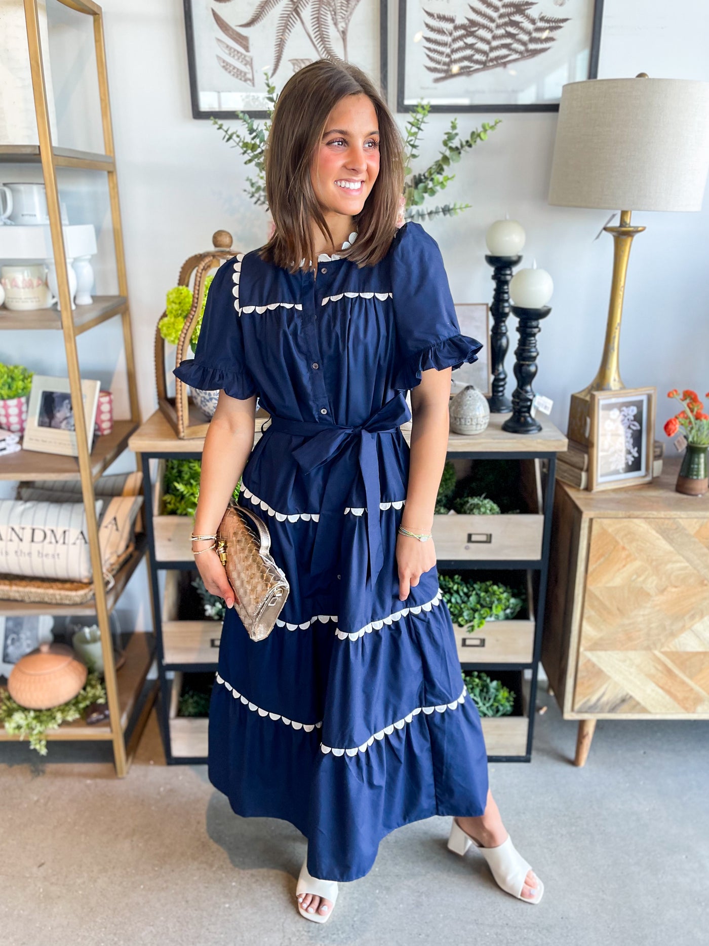 Martina Navy Button Dress