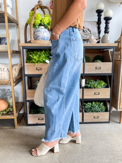 Cello Light Mid Waist Barrel Jean