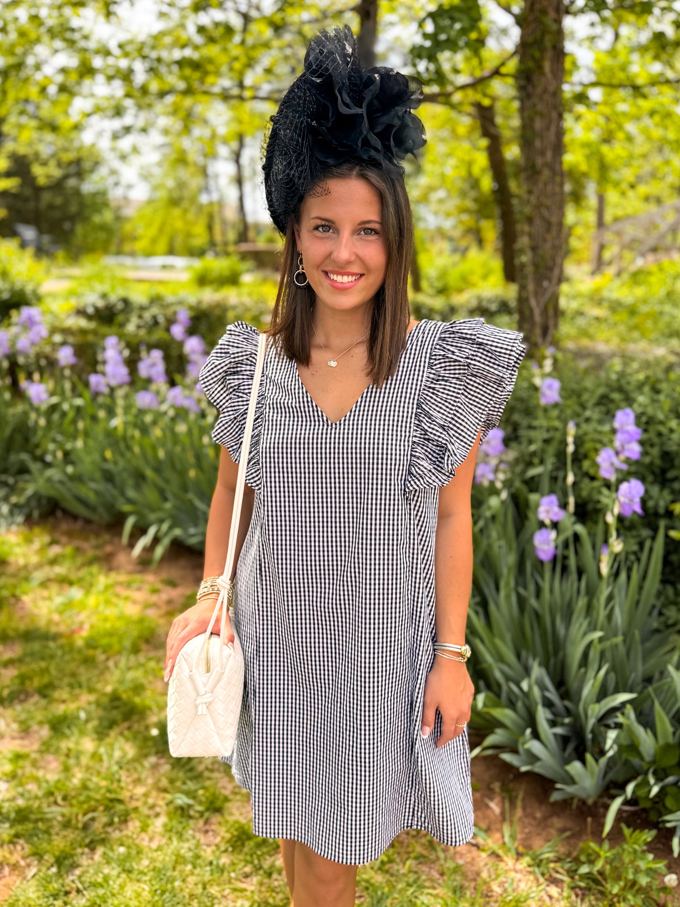 Zinna Black White Gingham Ruffle Dress