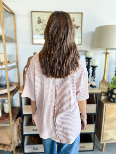 Easel Blush Thermal Knit Tiana Top