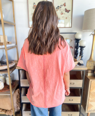 Easel Coral Love Patch Shirt