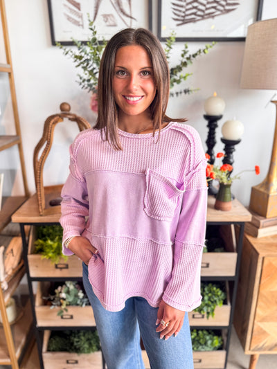 Lilac Thermal Knit Kareni Top