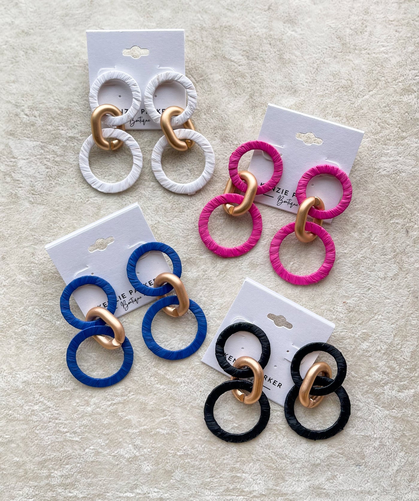 Lindsey Wrapped Raffia Link Drop Earrings