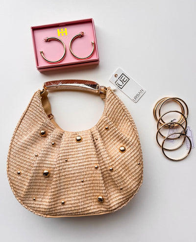 Delilah Woven Studded Crossbody Bag