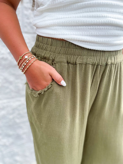 Umgee Olive Wide Leg Pant