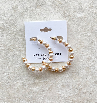 40mm Pearl&Metal Open Hoops