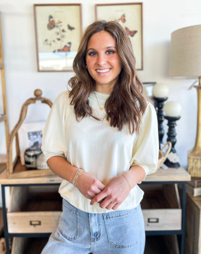 Ivory Puff Sleeve Sweater