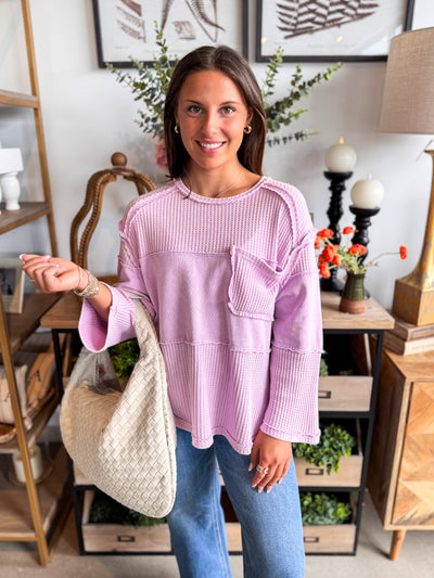 Lilac Thermal Knit Kareni Top