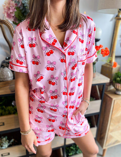 Cherry Bow Repeat Loungewear Set