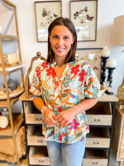 Easel Puff Sleeve Charlie Top