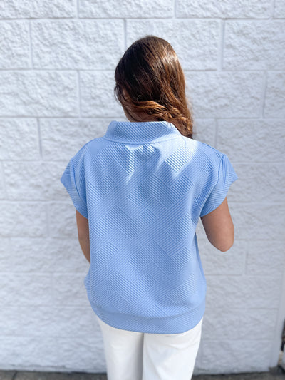 See and Be Seen Blue Texture Half Zip Top