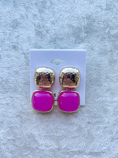 Kat Color Square & Metal Earrings
