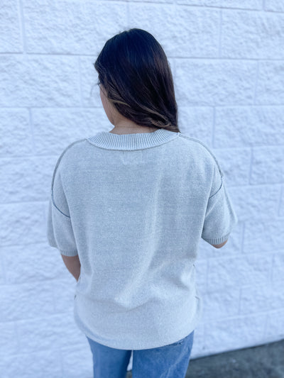 Heather Grey Short Sleeved Sweater