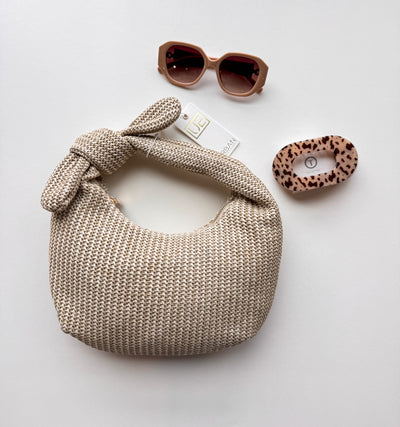 Penny Woven Clutch Handbag Natural