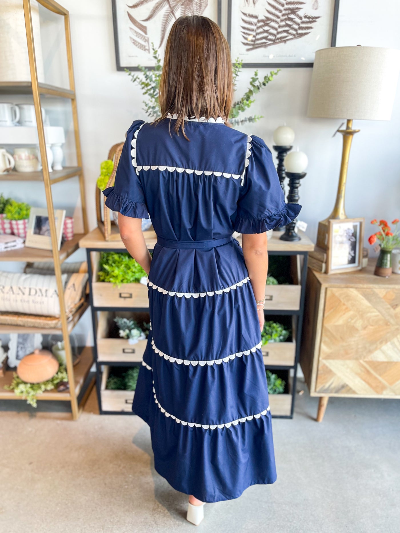 Martina Navy Button Dress
