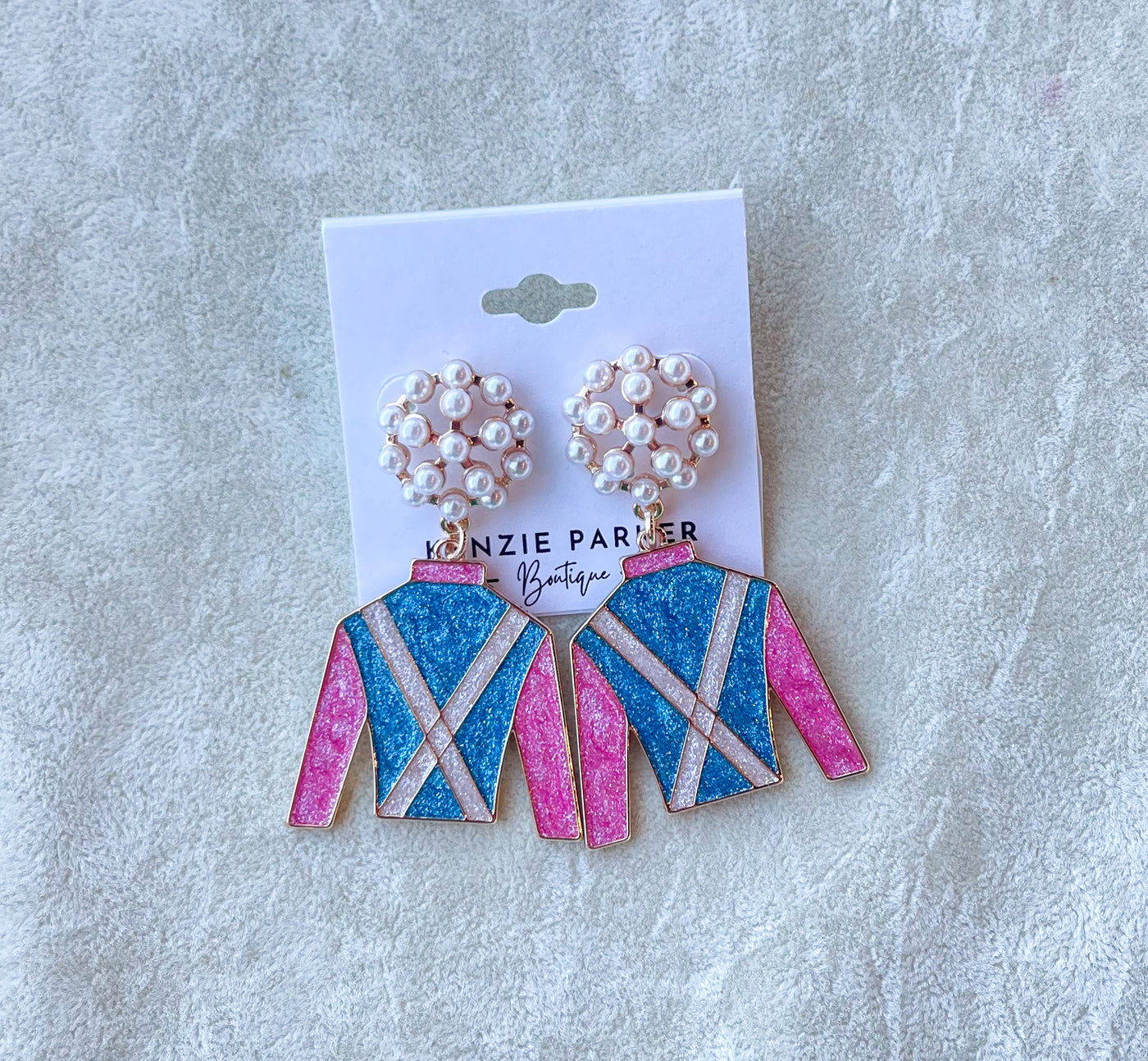 Fuchsia Gold Derby Jacket & Pearl Drop Earrings